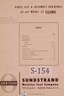 Sundstrand-Sunstrand No. 33 rigidmil Milling Machine Parts List & Assy Drawings Manual 1950-#33-33-No. 33-01